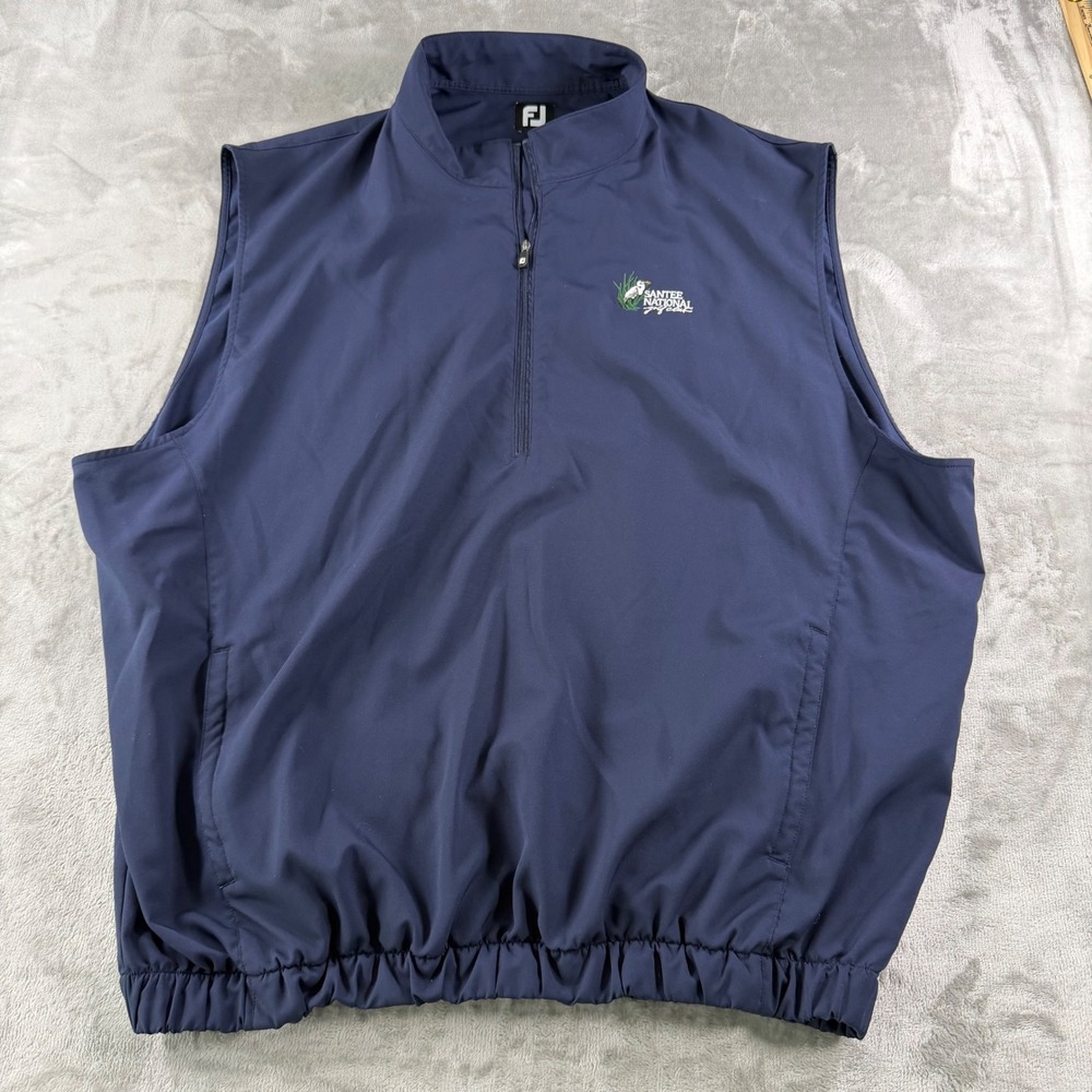 FootJoy Mens Navy Blue Santee National Golf Club Quarter Zip Vest XXL